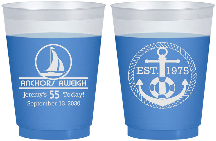 Custom Birthday 16 oz Color Changing Frosted Cups - 55th Nautical | 20025