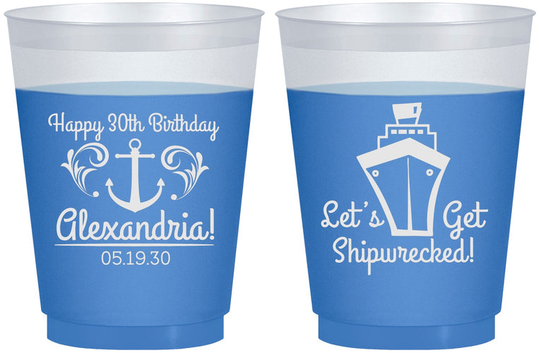 Custom Birthday 16 oz Color Changing Frosted Cups - 30th Shipwrecked | 20026