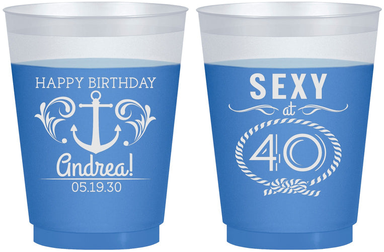 Custom Birthday 16 oz Color Changing Frosted Cups - Sexy At 40 | 20027
