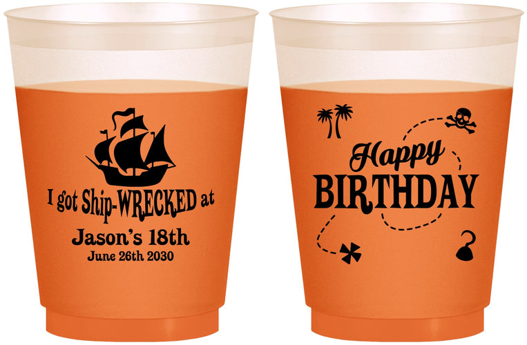 Custom Birthday 16 oz Color Changing Frosted Cups - 18th Shipwrecked | 20028