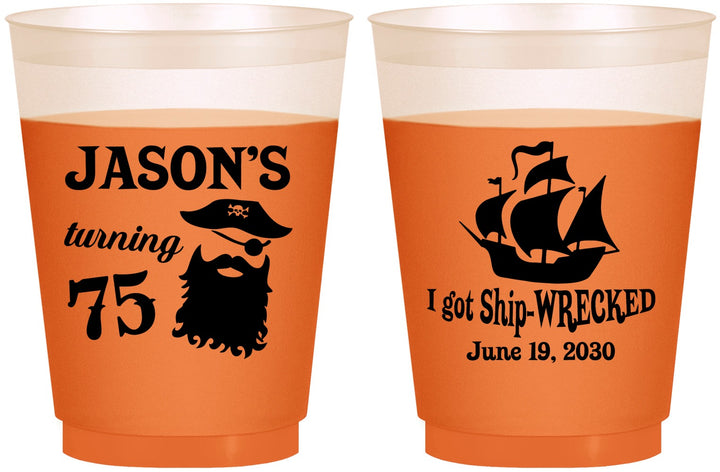 Custom Birthday 16 oz Color Changing Frosted Cups - 75th Shipwrecked | 20029