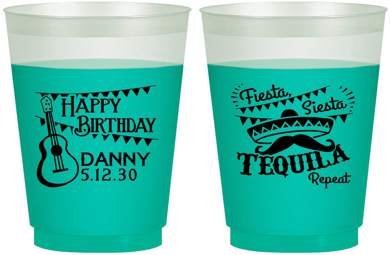 Custom Birthday 16 oz Color Changing Frosted Cups - Fiesta Siesta Tequila | 20033