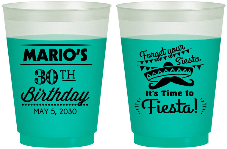 Custom Birthday 16 oz Color Changing Frosted Cups - 30th Fiesta | 20034