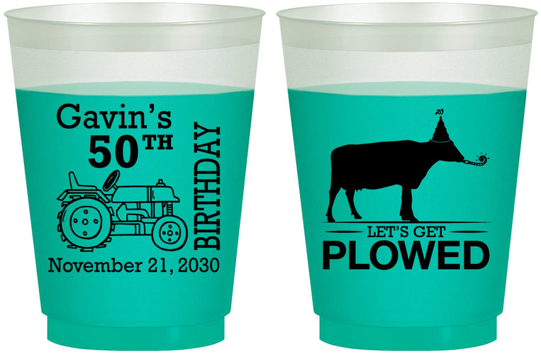 Custom Birthday 16 oz Color Changing Frosted Cups - 50th Lets Get Plowed | 20037