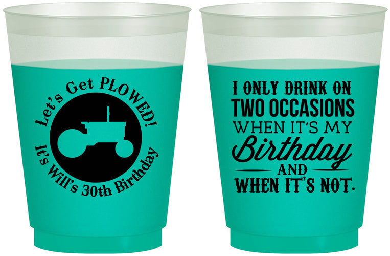 Custom Birthday 16 oz Color Changing Frosted Cups - 30th Lets Get Plowed | 20039