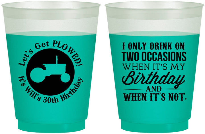 Custom Birthday 16 oz Color Changing Frosted Cups - 30th Lets Get Plowed | 20039