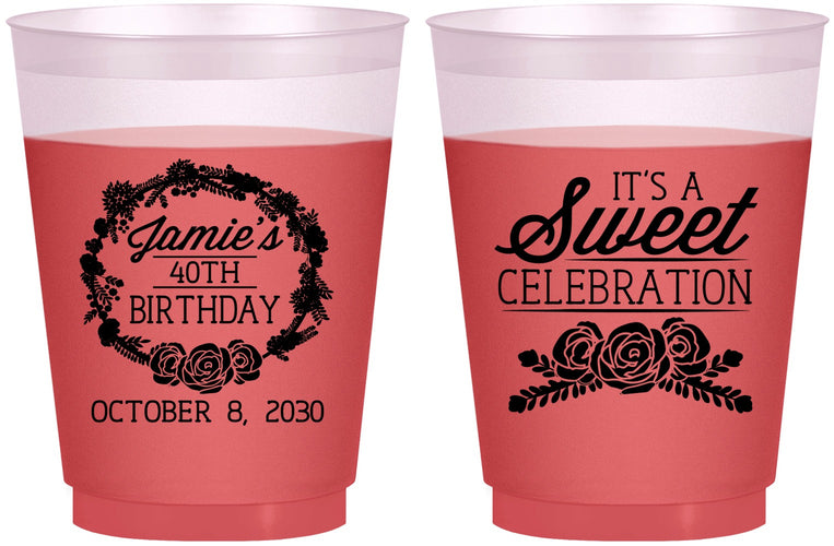 Custom Birthday 16 oz Color Changing Frosted Cups - 40th | 20040