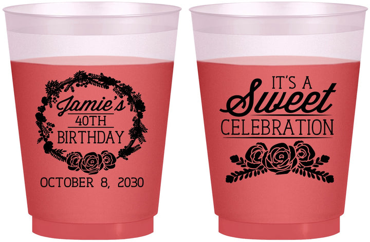 Custom Birthday 16 oz Color Changing Frosted Cups - 40th | 20040