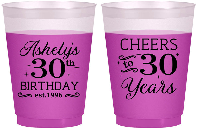 Custom Birthday 16 oz Color Changing Frosted Cups - Cheers To 30 Years | 20041