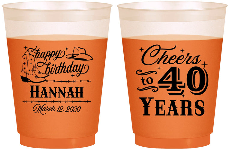 Custom Birthday 16 oz Color Changing Frosted Cups - 40th | 20042