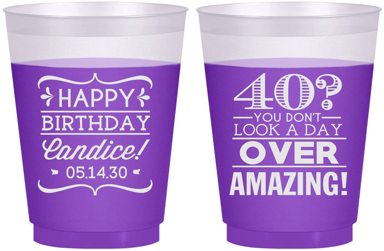 Custom Birthday 16 oz Color Changing Frosted Cups - 40th | 20044