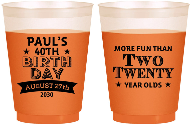 Custom Birthday 16 oz Color Changing Frosted Cups - 40th | 20045