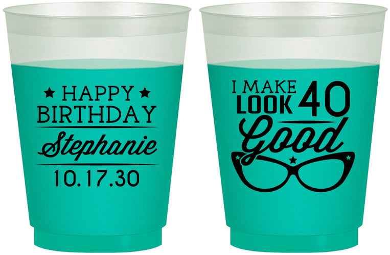 Custom Birthday 16 oz Color Changing Frosted Cups - 40th | 20048