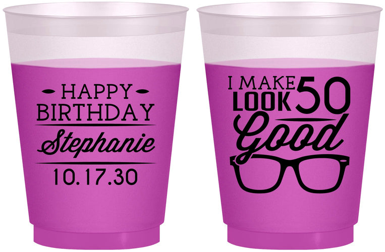 Custom Birthday 16 oz Color Changing Frosted Cups - 50th | 20049