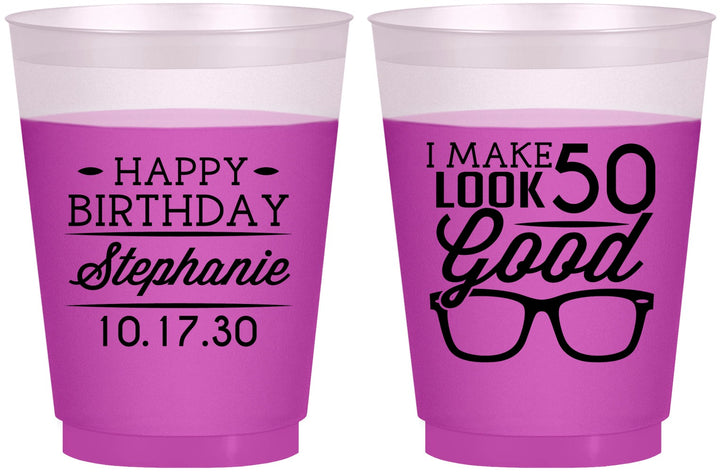 Custom Birthday 16 oz Color Changing Frosted Cups - 50th | 20049