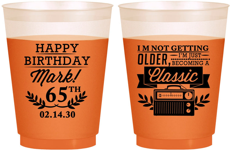 Custom Birthday 16 oz Color Changing Frosted Cups - 65th Classic Radio | 20056