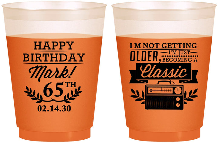 Custom Birthday 16 oz Color Changing Frosted Cups - 65th Classic Radio | 20056