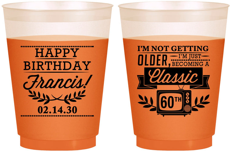 Custom Birthday 16 oz Color Changing Frosted Cups - 60th Classic Tv | 20057