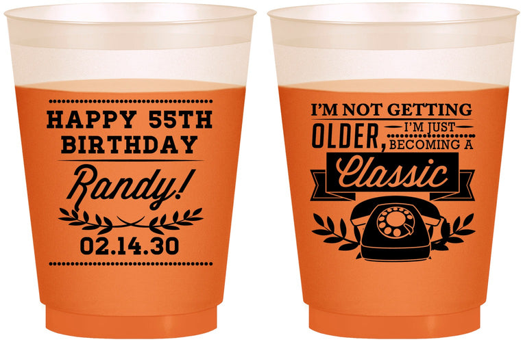 Custom Birthday 16 oz Color Changing Frosted Cups - 55th Classic Phone | 20058