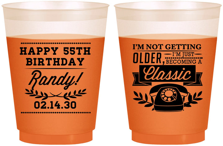 Custom Birthday 16 oz Color Changing Frosted Cups - 55th Classic Phone | 20058