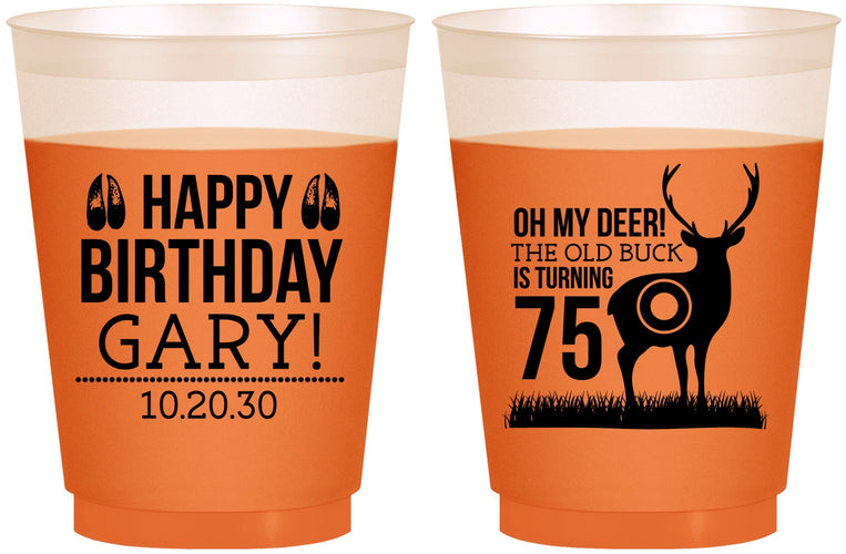 Custom Birthday 16 oz Color Changing Frosted Cups - 75th Hunting | 20063