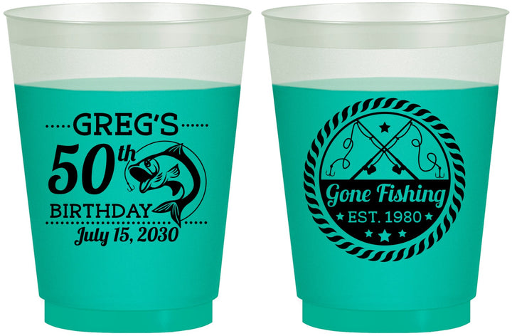 Custom Birthday 16 oz Color Changing Frosted Cups - 50th Nautical | 20065