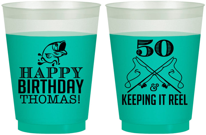 Custom Birthday 16 oz Color Changing Frosted Cups - 50th Keeping It Reel | 20066