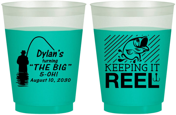 Custom Birthday 16 oz Color Changing Frosted Cups - 50th Keeping It Reel | 20067