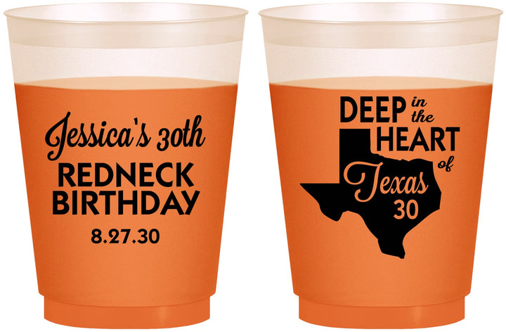 Custom Birthday 16 oz Color Changing Frosted Cups - 30th Redneck Texas | 20072