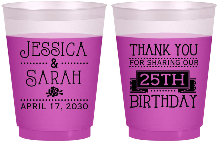 Custom Birthday 16 oz Color Changing Frosted Cups - 25th | 20075