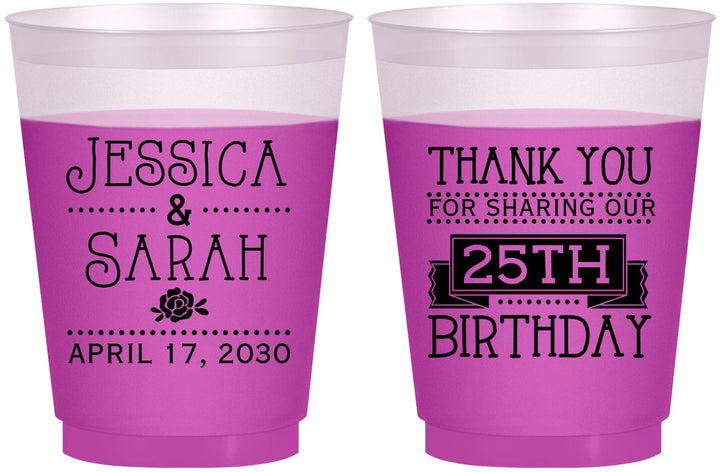 Custom Birthday 16 oz Color Changing Frosted Cups - 25th | 20075