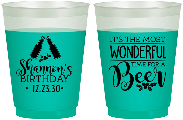 Custom Birthday 16 oz Color Changing Frosted Cups - Christmas | 20082