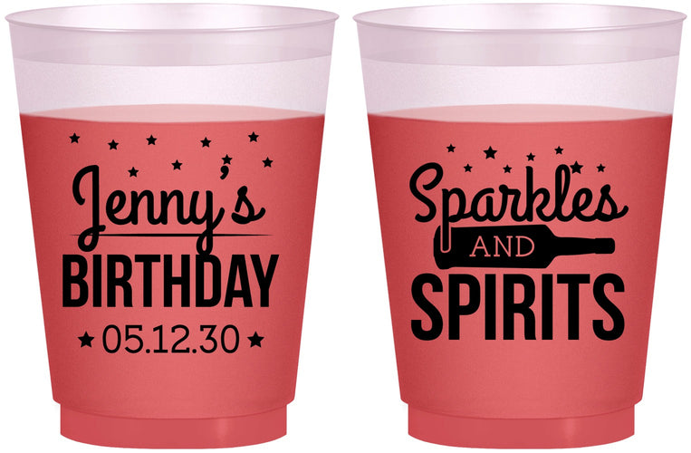 Custom Birthday 16 oz Color Changing Frosted Cups - Sparkles Spirits | 20083