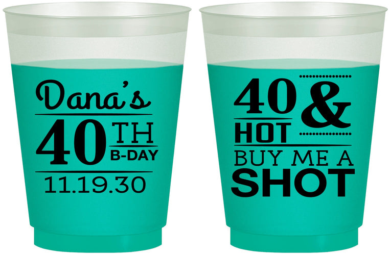 Custom Birthday 16 oz Color Changing Frosted Cups - 40th | 20086