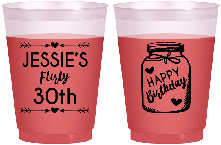 Custom Birthday 16 oz Color Changing Frosted Cups - 30th Flirty At Thirty | 20087