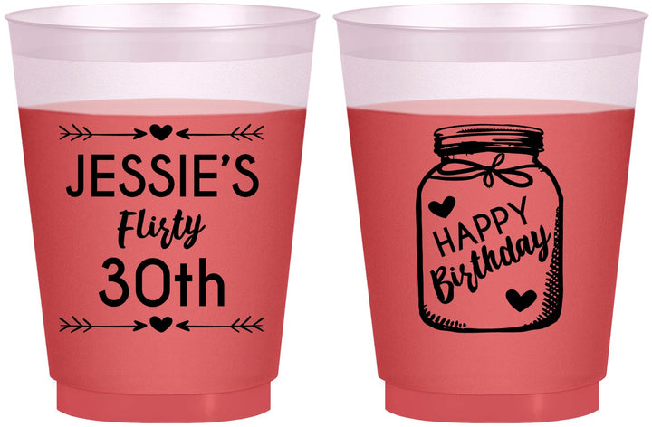 Custom Birthday 16 oz Color Changing Frosted Cups - 30th Flirty At Thirty | 20087