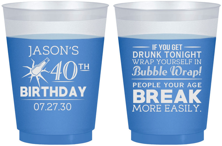 Custom Birthday 16 oz Color Changing Frosted Cups - 40th | 20088