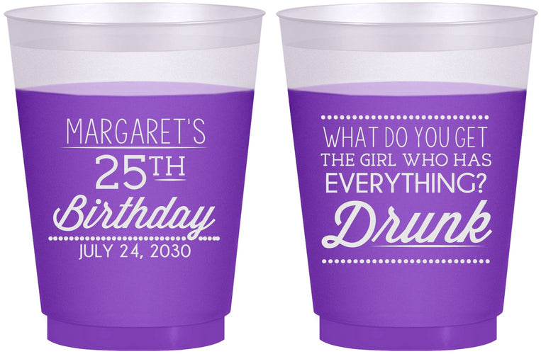 Custom Birthday 16 oz Color Changing Frosted Cups - 25th | 20093