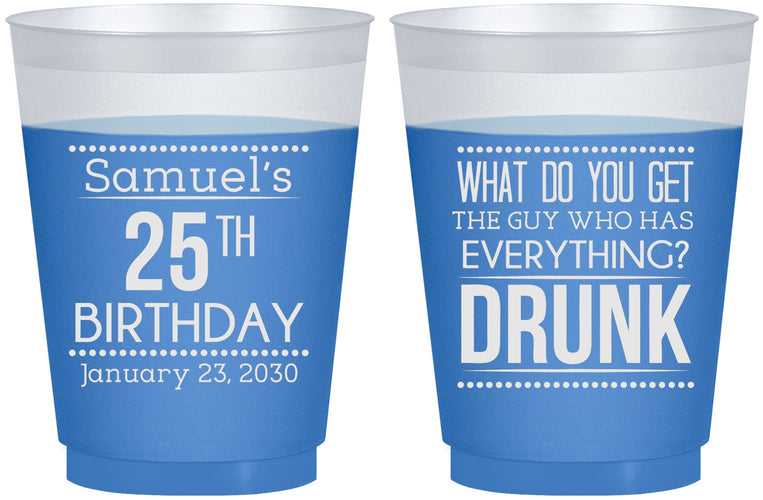 Custom Birthday 16 oz Color Changing Frosted Cups - 25th | 20094