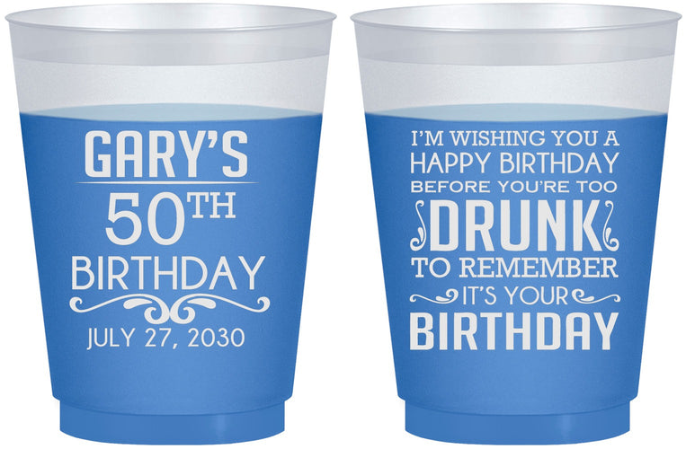 Custom Birthday 16 oz Color Changing Frosted Cups - 50th | 20095