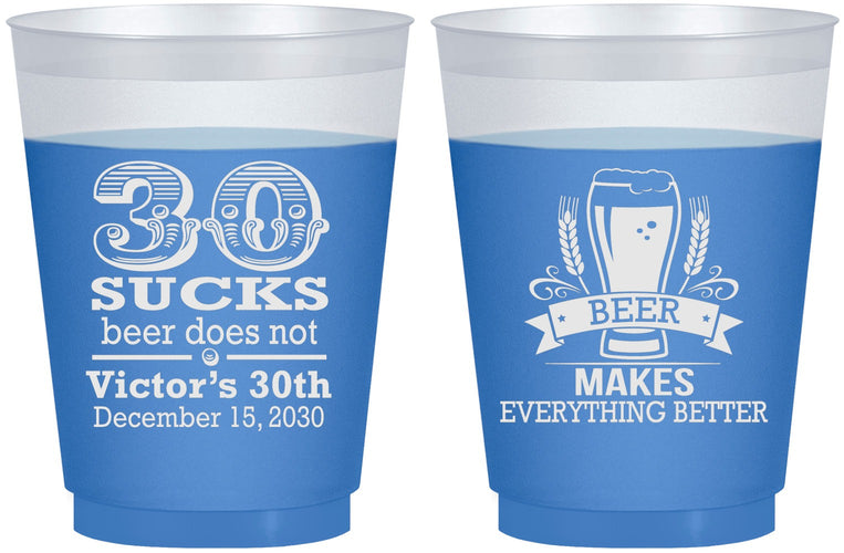 Custom Birthday 16 oz Color Changing Frosted Cups - 30th Sucks | 20097