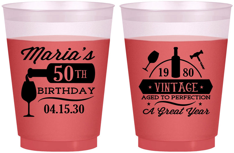 Custom Birthday 16 oz Color Changing Frosted Cups - 50th Wine | 20098