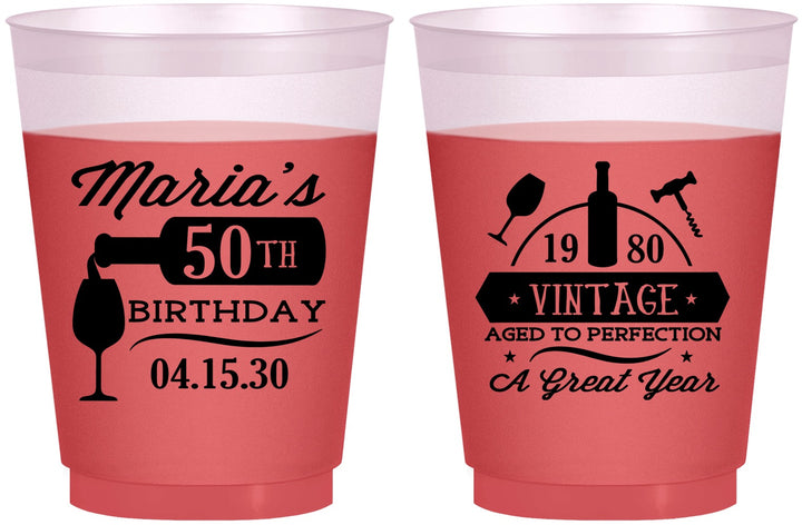 Custom Birthday 16 oz Color Changing Frosted Cups - 50th Wine | 20098