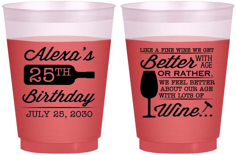 Custom Birthday 16 oz Color Changing Frosted Cups - 25th Wine | 20099