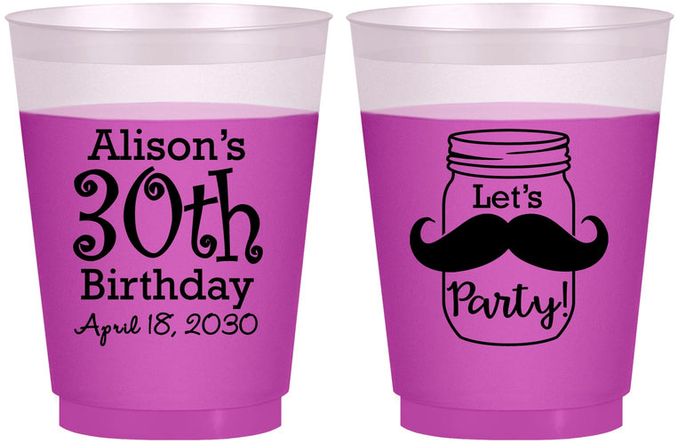 Custom Birthday 16 oz Color Changing Frosted Cups - 30th | 20104