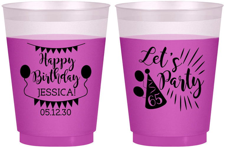 Custom Birthday 16 oz Color Changing Frosted Cups - 65th | 20105