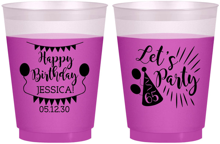 Custom Birthday 16 oz Color Changing Frosted Cups - 65th | 20105