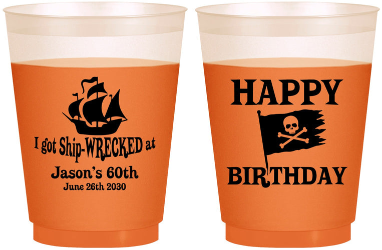 Custom Birthday 16 oz Color Changing Frosted Cups - 60th Pirate | 20106