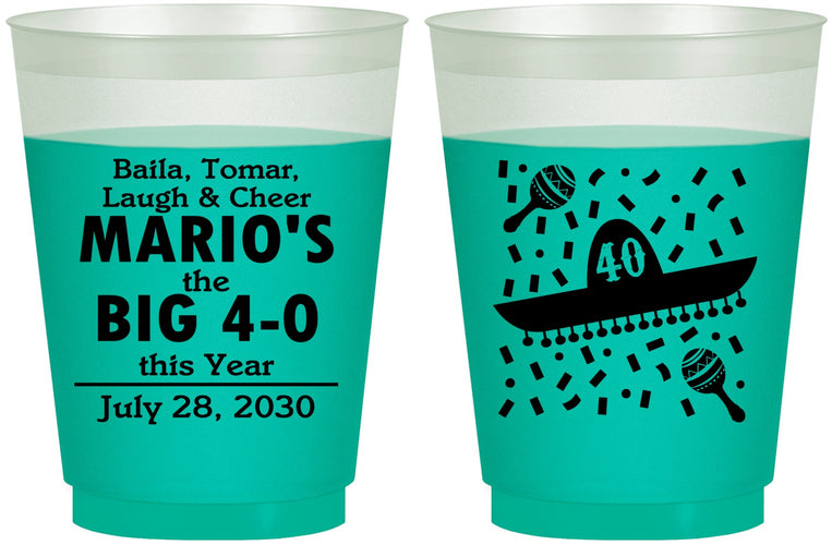 Custom Birthday 16 oz Color Changing Frosted Cups - 40th Mexico | 20109