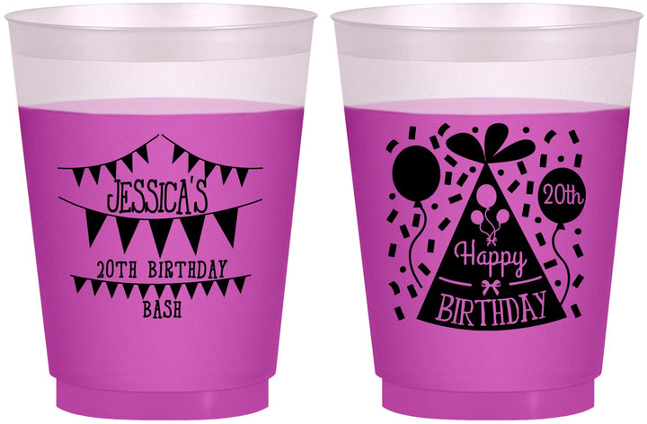 Custom Birthday 16 oz Color Changing Frosted Cups - 20th | 20113